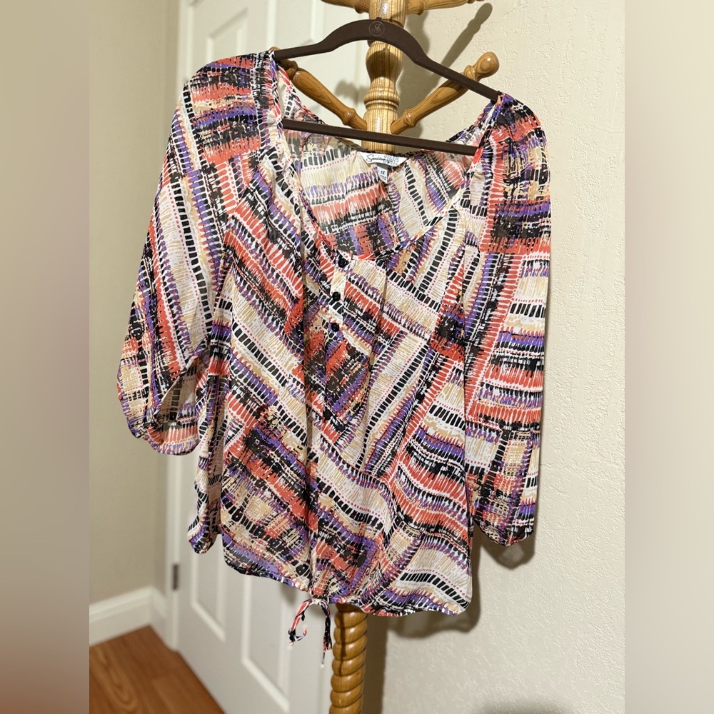 4/$15 Women's Multicolor Patterned Speeckless Blouse Size 1X